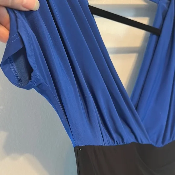 Charlotte Russe Blue and Black Ruched Wrap Mini Dress - Picture 4 of 9